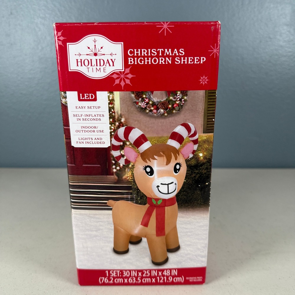 Holiday Time Christmas Bighorn Sheep LED Inflatable 4ft Outdoor Yard Decor